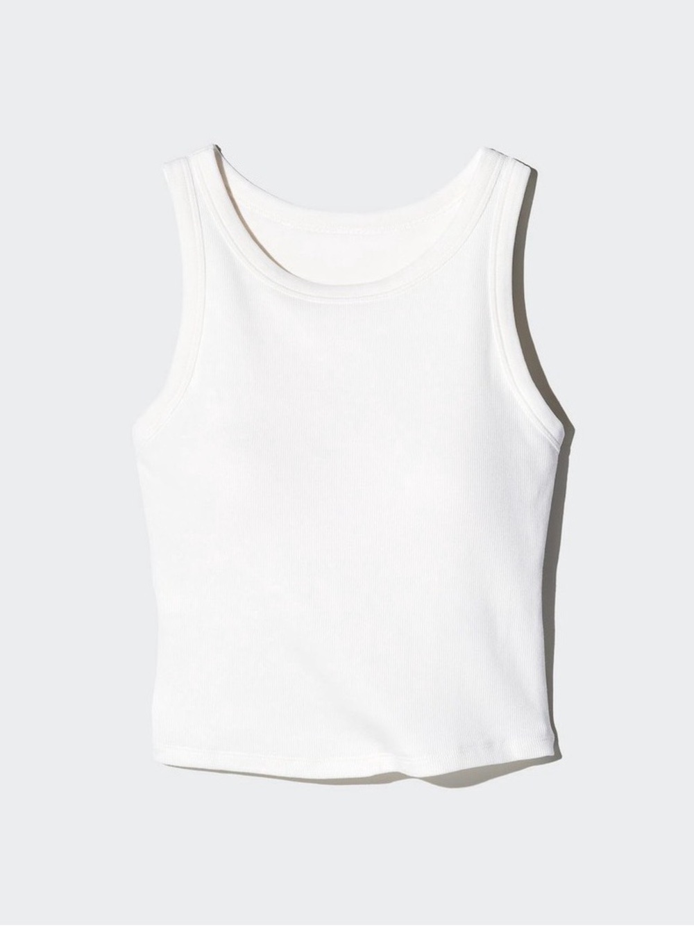 UNIQLO Ribbed Cropped Bra Top in White, Size Small